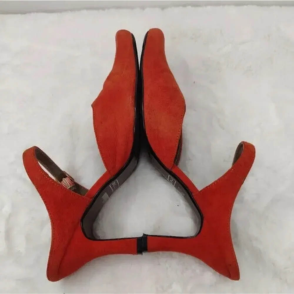 Vintage Orange suede Mary Jane Mule Sz 8 by Bellini